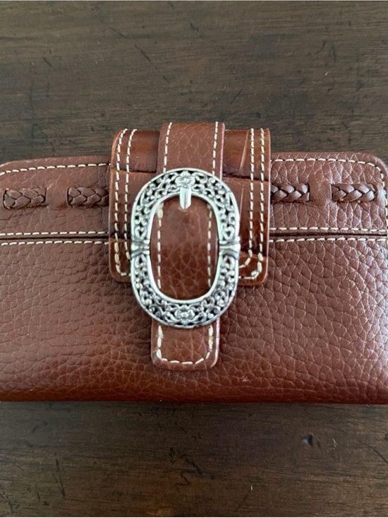 Brighton Handbags - Brighton Brown Leather Wallet with Decorative Silver Buckle